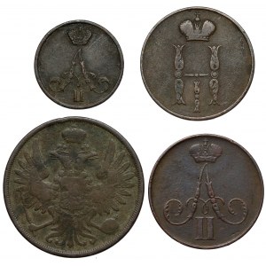 Od dienieżki do 2 kopiejek 1852-1859 BM, Warszawa (4szt)