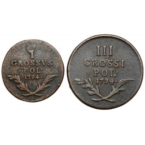 Galicia and Lodomeria, 1 and 3 pennies 1794, set (2pcs)