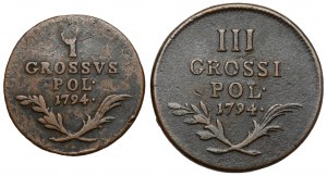 Galicja i Lodomeria, 1 i 3 grosze 1794, zestaw (2szt)