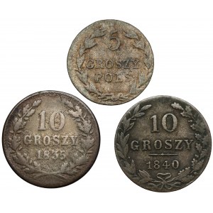 5 und 10 Pfennige 1830-1840, darunter WM Krakau, Satz (3tlg.)