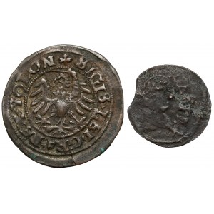 Sigismund I the Old, Falsification of a period Elblag shilling + boratine fals (2pcs)