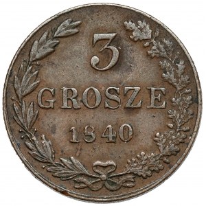 3 pennies 1840 MW, Warsaw
