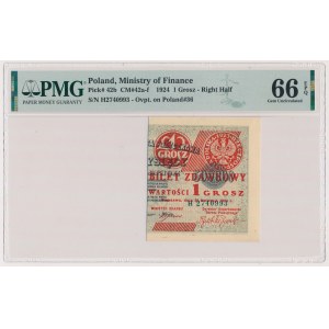 1 grosz 1924 - H - prawa połowa