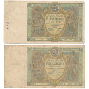 50 złotych 1925 - Ser.O i Ser.U (2szt)