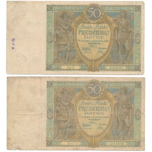 50 Zloty 1925 - Ser.O und Ser.U (2Stück)