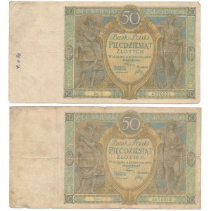 50 zloty 1925 - Ser.O and Ser.U (2pcs)