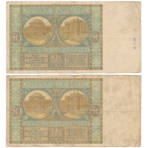 50 złotych 1925 - Ser.O i Ser.U (2szt)