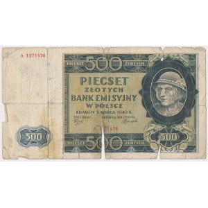 500 zloty 1940 - London forgery - unclaimed from circulation