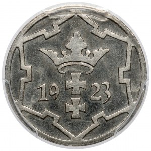 Gdańsk, 5 fenigów 1923 - stempel LUSTRZANY