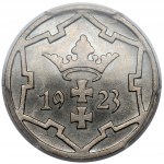 Gdańsk, 5 fenigów 1923 - stempel LUSTRZANY