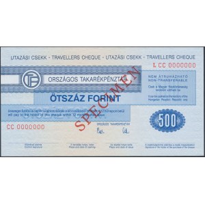 Ungarn, SPECIMEN Reisescheck 500 Forint