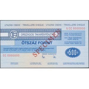 Hungary, Travellers Cheque SPECIMEN 500 Forint