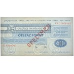 Hungary, Travellers Cheque SPECIMEN 500 Forint