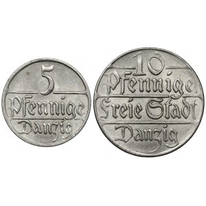 Danzig, 5 and 10 fenigs 1923 (2pc)