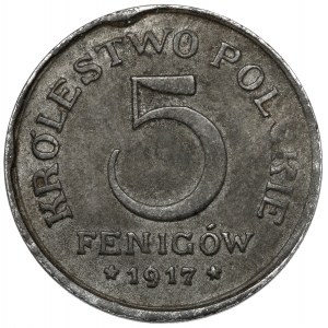 Kingdom of Poland, 5 fenig 1917 - destrukt