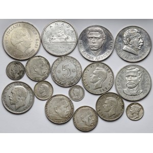 World, silver coins MIX, lot (16pcs)