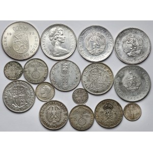 World, silver coins MIX, lot (16pcs)