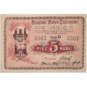Częstochowa, 5 rubles 1915 - D