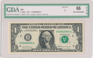 USA, 1 Dollar 2017 - radar number - 66966966