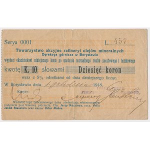 Boryslav, Tow. akc. of refinery and mineral oils, 10 crowns 1918