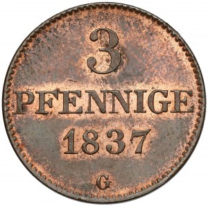 Sachsen, Friedrich August II, 3 pfennig 1837-G