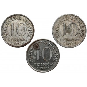 Kingdom of Poland, 10 fenig 1917 (3pc)