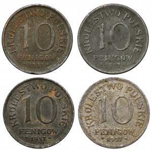 Königreich Polen, 10 fenig 1917 (4Stk)