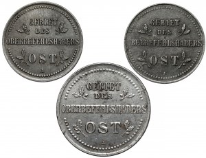 Ober-Ost. 2 and 3 kopecks 1916 A and J, set (3pcs)