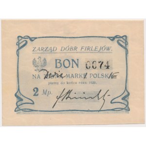Firlejów, 2 marki 1920 - błąd druku - poprawiony nominał