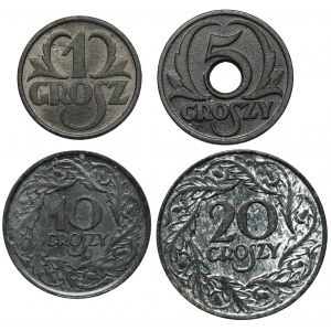 Generalna Gubernia, 1-20 groszy 1923-1939 (4szt)