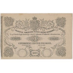 Powstanie Styczniowe, Pożyczka Ogólna Narodowa, Obligacja tymczasowa na 40 złotych 1863