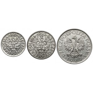 10, 20 pennies and 1 zloty 1923-1929, set (3pcs)