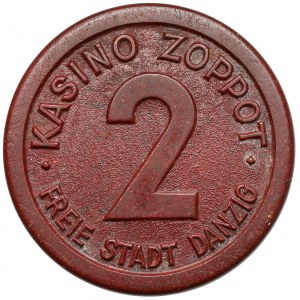 Freie Stadt Danzig, Casino SOPOT (Zoppot) Wertmarke - 2 Gulden