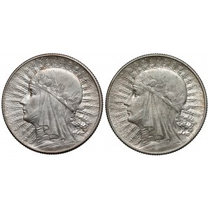 Głowa Kobiety 5 złotych 1932 zn i 1934 (2szt)