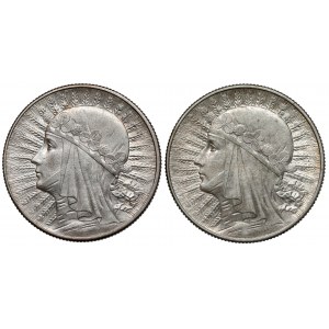 Głowa Kobiety 5 złotych 1932 zn i 1934 (2szt)