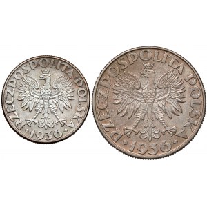 Żaglowiec 2 i 5 złotych 1936 (2szt)