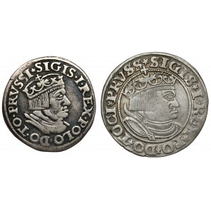 Sigismund I. der Alte, Trojak Gdańsk 1536 und Grosz Toruń 1532 (2 Stück)