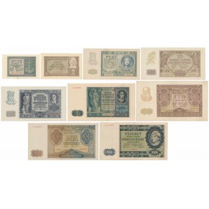 Satz Besatzungsbanknoten 1940-1941 (9 Stck.)