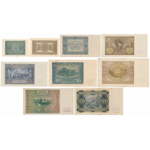 Zestaw banknotów okupacyjnych 1940-1941 (9szt)