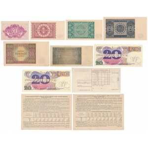 Zestaw banknotów polskich 1944-1982, czek i Rosja, 2x obligacje wojenne (11szt)