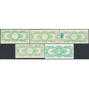 Wielka Brytania/Walia, banknoty fantazyjne, 5 Shillings - 10 Pounds ze stemplem CANCELLED (5szt)
