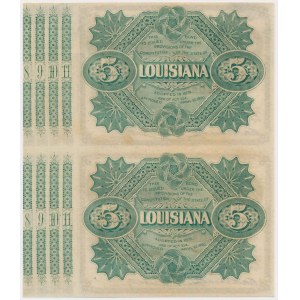 USA, Louisiana, uncut sheet 2x 5 Dollars 1879 Baby Bond