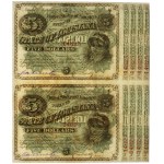 USA, Louisiana, uncut sheet 2x 5 Dollars 1879 Baby Bond