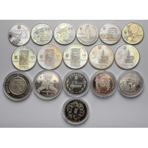 Ukraina, zestaw monet okolicznościowych i kolekcjonerskich (17szt)