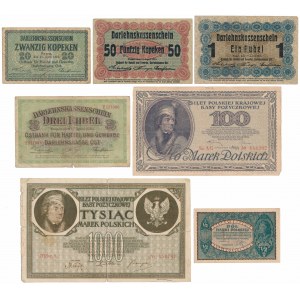 Zestaw banknotów polskich z lat 1916-1920 (7szt)