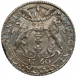 August III Sas, Ort Gdansk 1760 - denomination divided, in wreath