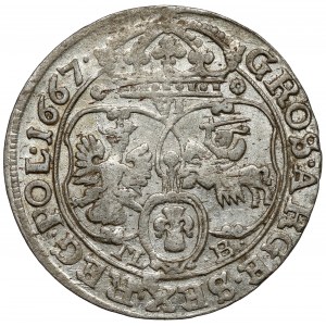 Jan II Kazimierz, Szóstak Bydgoszcz 1667 TLB - SUE - kwiatek