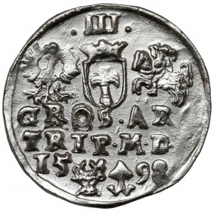 Sigismund III Vasa, Trojak Vilnius 1598 - wavy orifice - rare