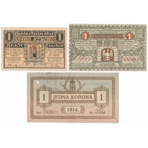 Cieszyn, Krakow and Lviv - notgeld set (3pcs)