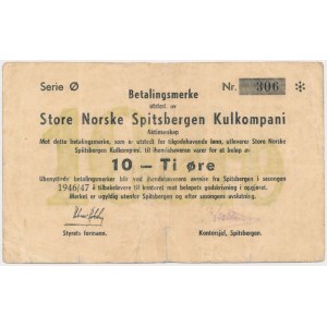 Norwegen, Store Norske Spitsbergen Kulkompani, 10 øre 1946/47